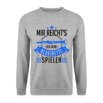 Mir reicht's Ich gehe Klarinette spielen Musiker - Unisex Pullover - Weißgrau meliert - Vorne - Alina (178cm) & Michal (187cm)