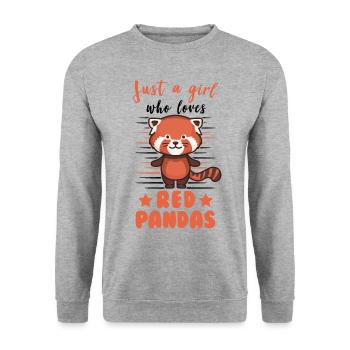 Roter Panda Mädchen Red Panda Geschenk - Unisex Pullover - Weißgrau meliert - Vorne - Alina (178cm) & Michal (187cm)
