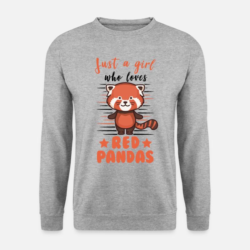 Roter Panda Mädchen Red Panda Geschenk - Unisex Pullover - Weißgrau meliert