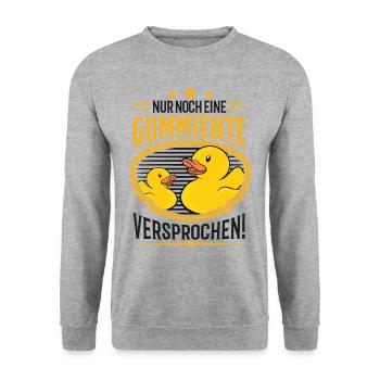Nur noch eine Gummiente versprochen Badeente - Unisex Pullover - Weißgrau meliert - Vorne - Alina (178cm) & Michal (187cm)