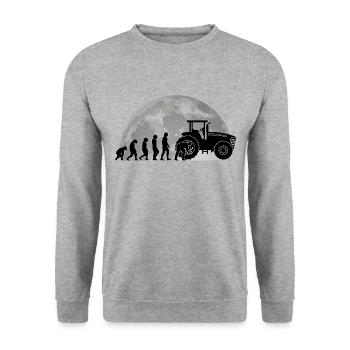 Mécanicien de machines agricoles Evolution Lune Tracteur - Sweat-shirt Unisexe - gris chiné - Devant - Alina (178cm) & Michal (187cm)