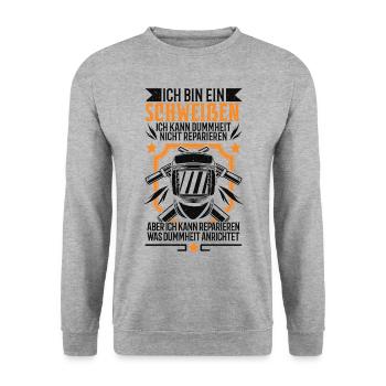 Schweißen Schweißgerät Schweißer Schweißermaske - Unisex Pullover - Weißgrau meliert - Vorne - Alina (178cm) & Michal (187cm)