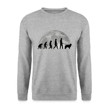 Hovawart Evolution Moon Dog Saying - Unisex Sweatshirt - salt & pepper - Front - Alina (178cm) & Michal (187cm)