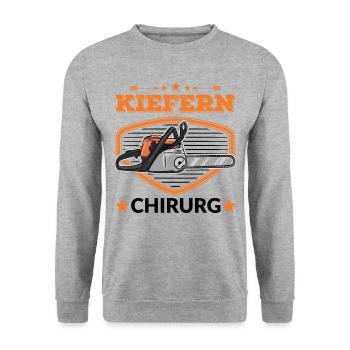Kiefern Chirurg Baumfäller Förster Forstwirt - Unisex Pullover - Weißgrau meliert - Vorne - Alina (178cm) & Michal (187cm)