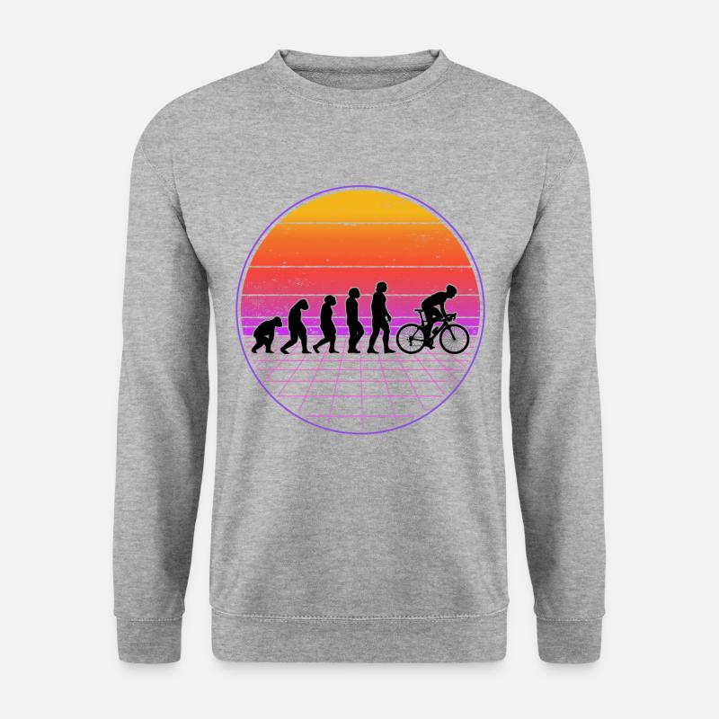 Fahrrad Evolution Vaporwave BMX Radsportler 80's - Unisex Pullover - Weißgrau meliert