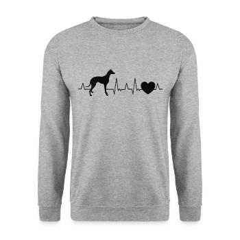 Galgo Español Heartbeat Spanish Greyhound - Unisex Sweatshirt - salt & pepper - Front - Alina (178cm) & Michal (187cm)