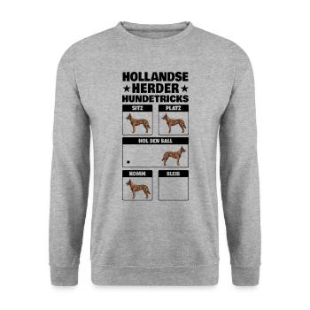 Hollandse Herder Tricks Holländischer Schäferhund - Unisex Pullover - Weißgrau meliert - Vorne - Alina (178cm) & Michal (187cm)