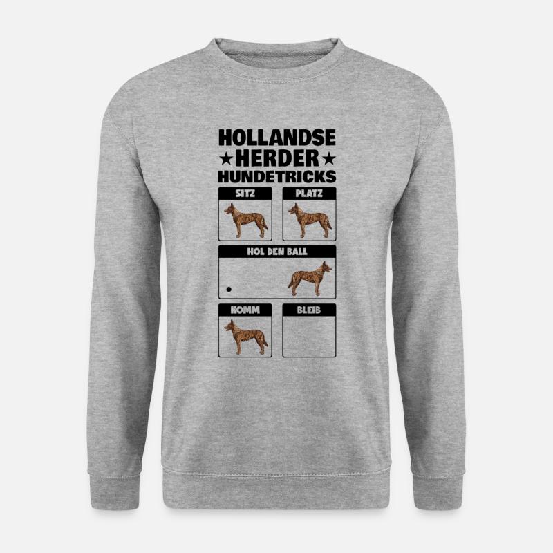 Hollandse Herder Tricks Holländischer Schäferhund - Unisex Pullover - Weißgrau meliert