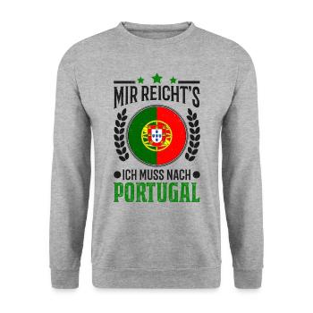 Mir reichts Ich muss nach Portugal Urlaub Geschenk - Unisex Pullover - Weißgrau meliert - Vorne - Alina (178cm) & Michal (187cm)