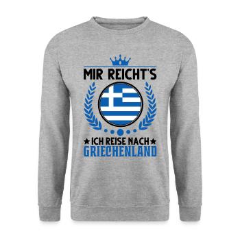 Mir reichts Ich reise nach Griechenland Kreta - Unisex Pullover - Weißgrau meliert - Vorne - Alina (178cm) & Michal (187cm)