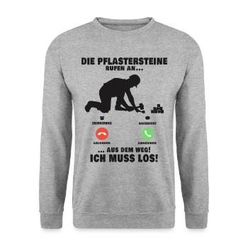 Die Pflastersteine rufen Pflasterer Anruf - Unisex Pullover - Weißgrau meliert - Vorne - Alina (178cm) & Michal (187cm)