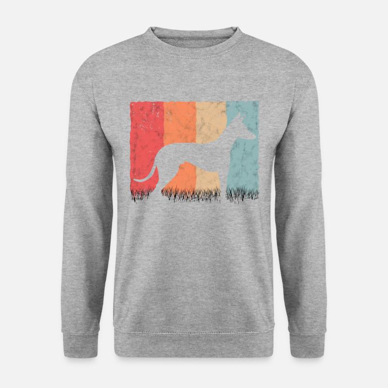 Podenco Retro Ibizan Hound Windhund Vintage - Unisex Pullover - Weißgrau meliert