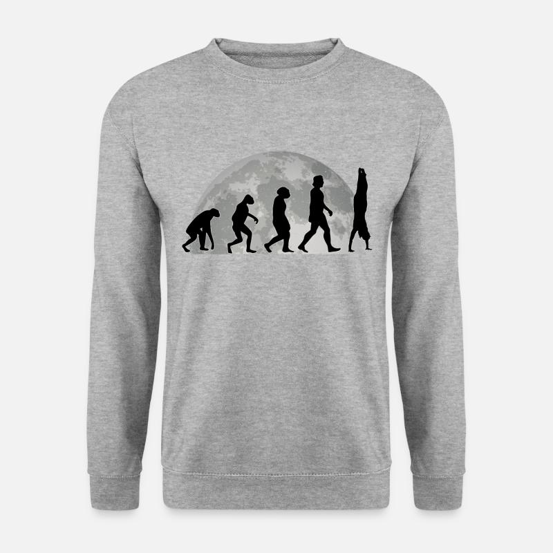 Handstand Evolution Mond Turnerin Turnverein - Unisex Pullover - Weißgrau meliert
