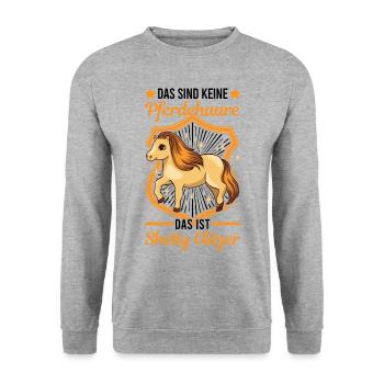 Shetty Glitzer Shetland Pony Shetland-Pony - Unisex Pullover - Weißgrau meliert - Vorne - Alina (178cm) & Michal (187cm)