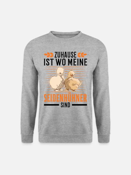 Zuhause ist wo meine Seidenhühner sind Silkie - Unisex Pullover - Weißgrau meliert