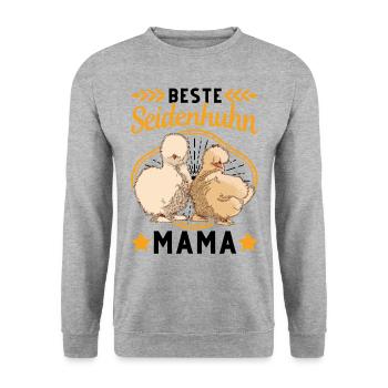 Beste Seidenhuhn Mama Seidenhühner Silkie - Unisex Pullover - Weißgrau meliert - Vorne - Alina (178cm) & Michal (187cm)