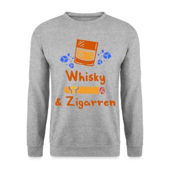 Whisky et cigares Whisky Glaçons Cigare - Sweat-shirt Unisexe - gris chiné - Devant - Alina (178cm) & Michal (187cm)