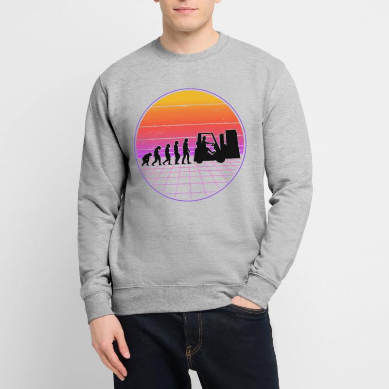 Forklift Operator Evolution Vaporwave Unisex Sweatshirt