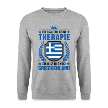 Griechenland Urlaub Therapie Spruch Rhodos Kreta - Unisex Pullover - Weißgrau meliert - Vorne - Alina (178cm) & Michal (187cm)