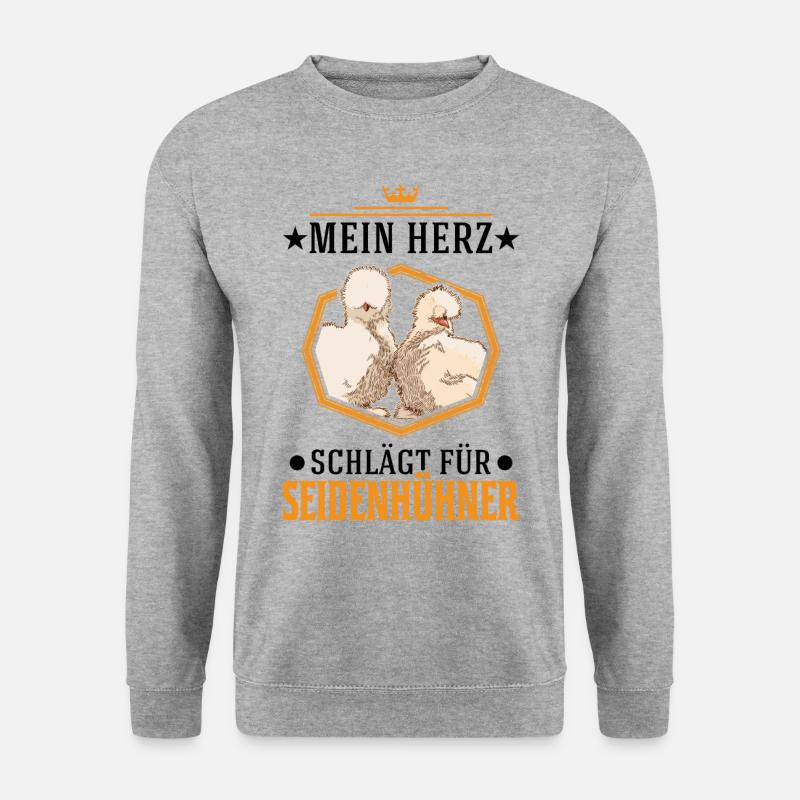 Seidenhuhn Herz Seidenhühner Silkie Huhn - Unisex Pullover - Weißgrau meliert