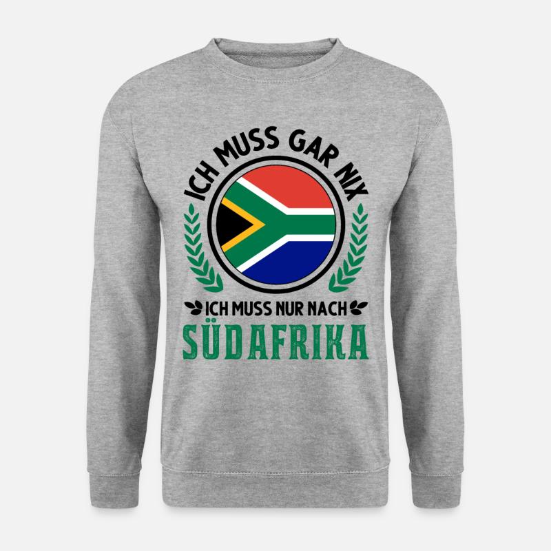 Südafrika Urlaub Südafrikanische Flagge Reise - Unisex Pullover - Weißgrau meliert