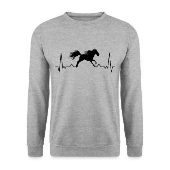 Friesenpferd Reiterin Friese Pferd - Unisex Pullover - Weißgrau meliert - Vorne - Alina (178cm) & Michal (187cm)