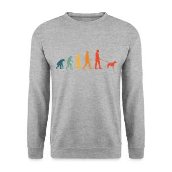 Brandlbracke Evolution Retro Bracke Hund - Unisex Pullover - Weißgrau meliert - Vorne - Alina (178cm) & Michal (187cm)