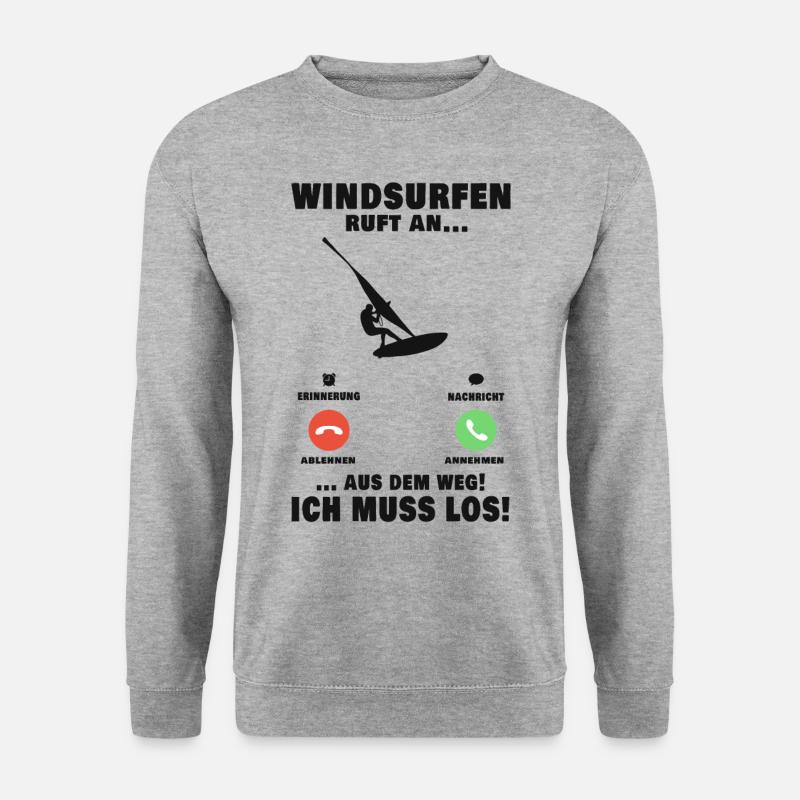Windsurfen ruft an Windsurfer Windsurfing Windsurf - Unisex Pullover - Weißgrau meliert