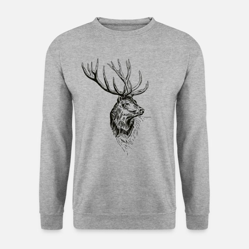 Hirsch - Unisex Pullover - Weißgrau meliert