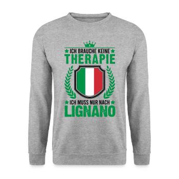 Lignano Therapie Italien Urlaub Reise - Unisex Pullover - Weißgrau meliert - Vorne - Alina (178cm) & Michal (187cm)
