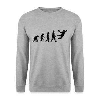 Handballer Evolution Handball Handballteam - Unisex Pullover - Weißgrau meliert - Vorne - Alina (178cm) & Michal (187cm)