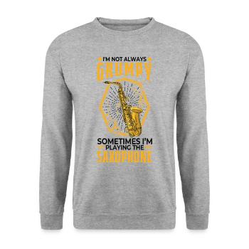 Saxophon Jazzmusik Saxophonspieler Saxophonist - Unisex Pullover - Weißgrau meliert - Vorne - Alina (178cm) & Michal (187cm)