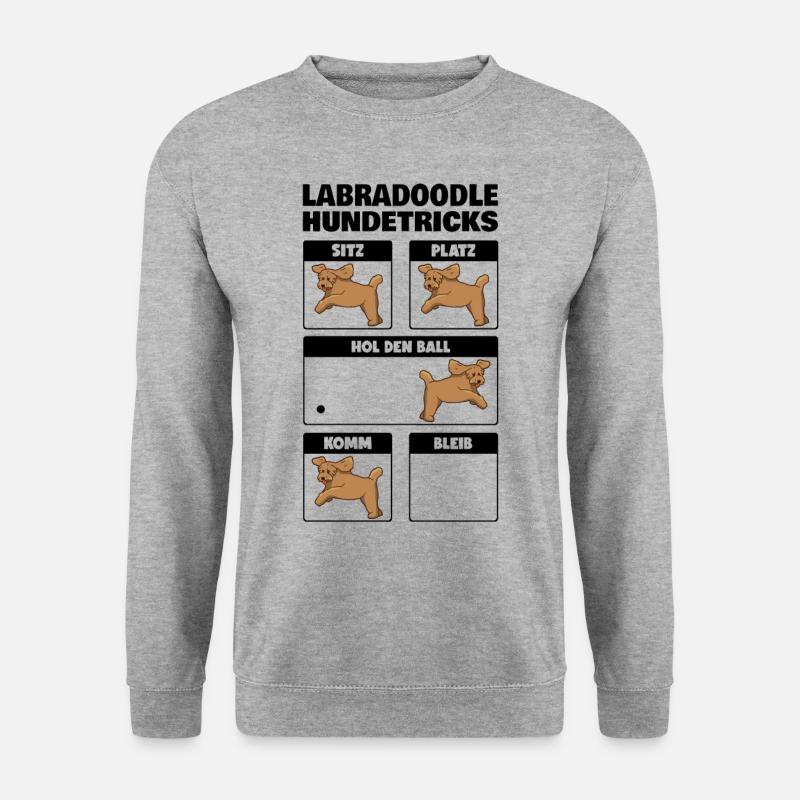 Labradoodle Hundetricks Goldendoodle Geschenk - Unisex Pullover - Weißgrau meliert