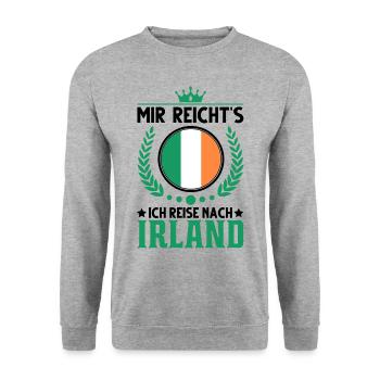Irland Urlaub Spruch Irische Flagge Geschenk - Unisex Pullover - Weißgrau meliert - Vorne - Alina (178cm) & Michal (187cm)