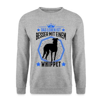 Whippet Hund Spruch Windhund Sighthound - Unisex Pullover - Weißgrau meliert - Vorne - Alina (178cm) & Michal (187cm)