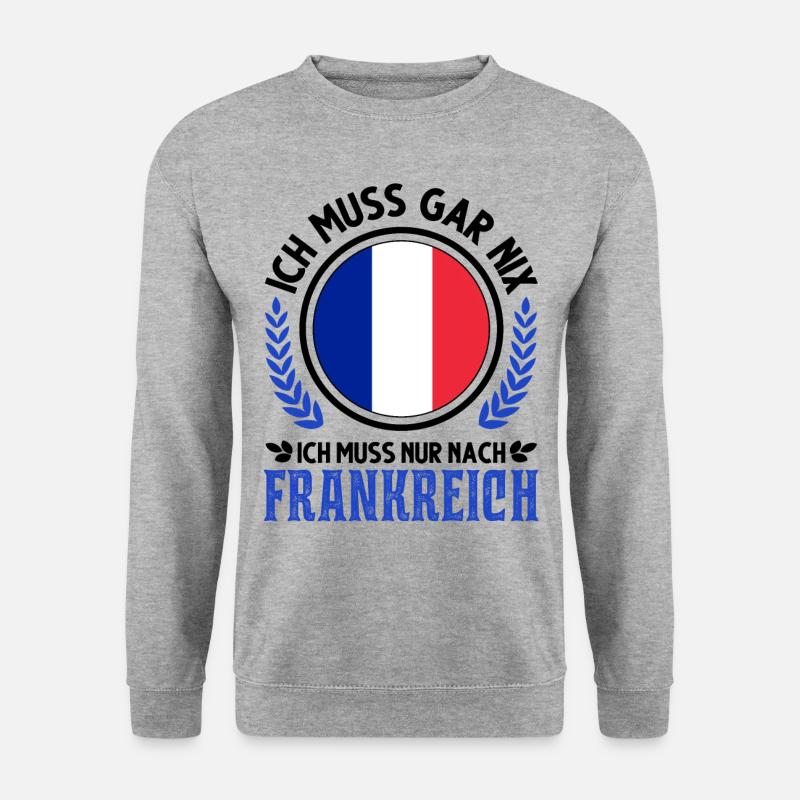 Frankreich Urlaub Französische Flagge - Unisex Pullover - Weißgrau meliert
