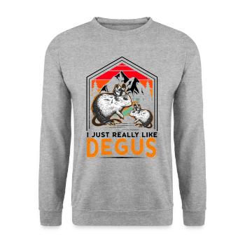 I just really like Degus Degu Cadeau - Sweat-shirt Unisexe - gris chiné - Devant - Alina (178cm) & Michal (187cm)