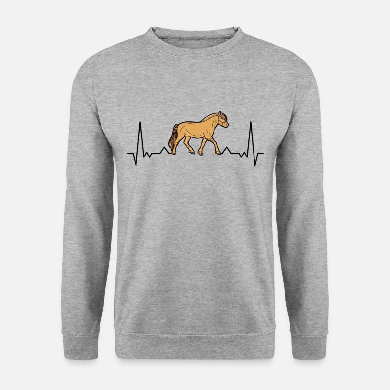 Fjordpferd Herzschlag Norweger Pferd Fjord Pferd - Unisex Pullover - Weißgrau meliert