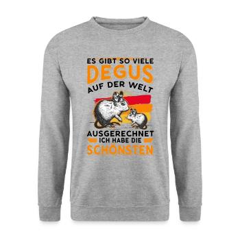 Degu Nagetier Degu Geschenk - Unisex Pullover - Weißgrau meliert - Vorne - Alina (178cm) & Michal (187cm)