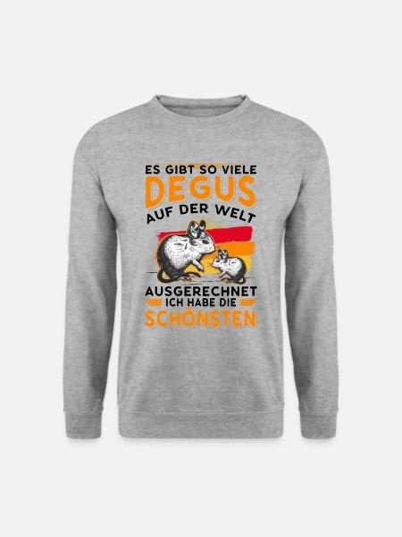 Degu Nagetier Degu Geschenk - Unisex Pullover - Weißgrau meliert