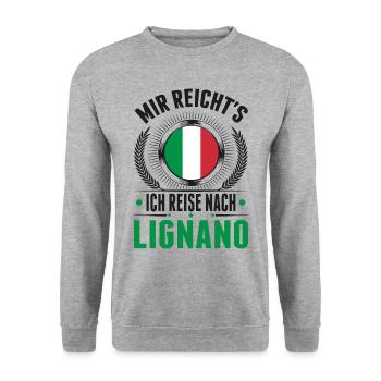 Lignano Italien Urlaub Reise Geschenk - Unisex Pullover - Weißgrau meliert - Vorne - Alina (178cm) & Michal (187cm)
