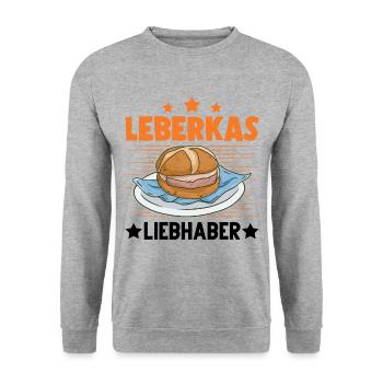 Leberkas Liebhaber Leberkäse Fleischkäse - Unisex Pullover - Weißgrau meliert - Vorne - Alina (178cm) & Michal (187cm)