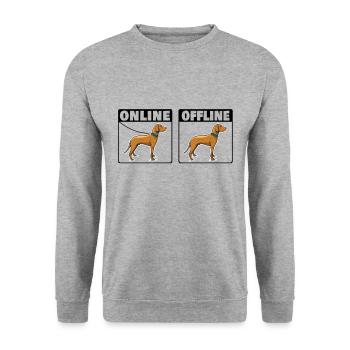 Magyar Vizsla Online Offline Drahthaar Vizsla - Unisex Pullover - Weißgrau meliert - Vorne - Alina (178cm) & Michal (187cm)
