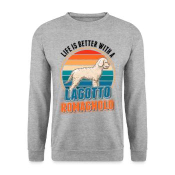 Life is better with a Lagotto Romagnolo Water Dog - Unisex Sweatshirt - salt & pepper - Front - Alina (178cm) & Michal (187cm)