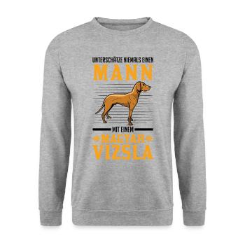 Magyar Vizsla Mann Drahthaar Vizsla - Unisex Pullover - Weißgrau meliert - Vorne - Alina (178cm) & Michal (187cm)