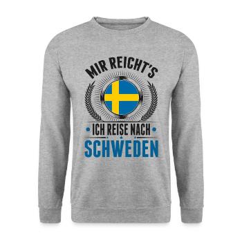 Mir reicht's Ich reise nach Schweden - Unisex Pullover - Weißgrau meliert - Vorne - Alina (178cm) & Michal (187cm)