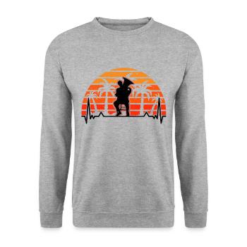 Tuba Herzschlag Retro Tubist Orchester Tubaspieler - Unisex Pullover - Weißgrau meliert - Vorne - Alina (178cm) & Michal (187cm)