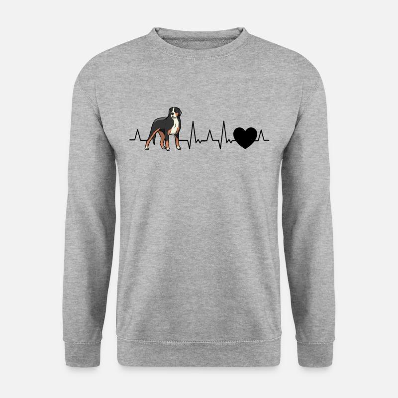 Großer Schweizer Sennenhund Herzschlag - Unisex Pullover - Weißgrau meliert