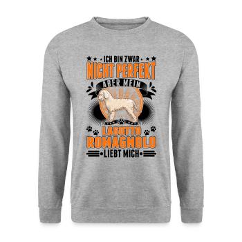Lagotto Romagnolo Lagotti Trüffelhund - Unisex Pullover - Weißgrau meliert - Vorne - Alina (178cm) & Michal (187cm)