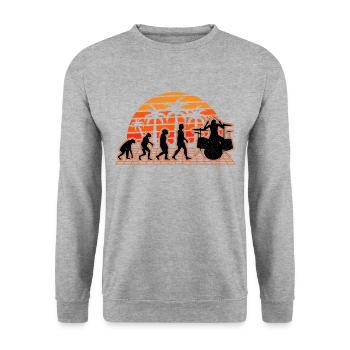 Schlagzeug Evolution Sunset Drummer Schlagzeuger - Unisex Pullover - Weißgrau meliert - Vorne - Alina (178cm) & Michal (187cm)